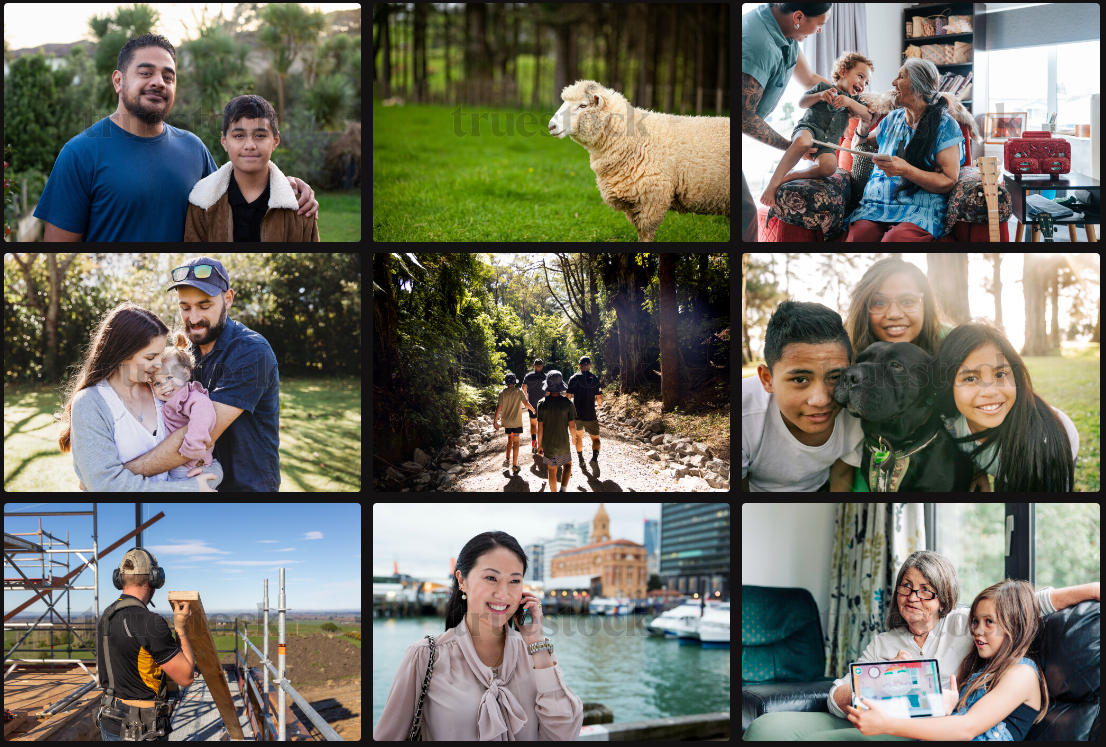 Selection of stock photos featuring Kiwi people